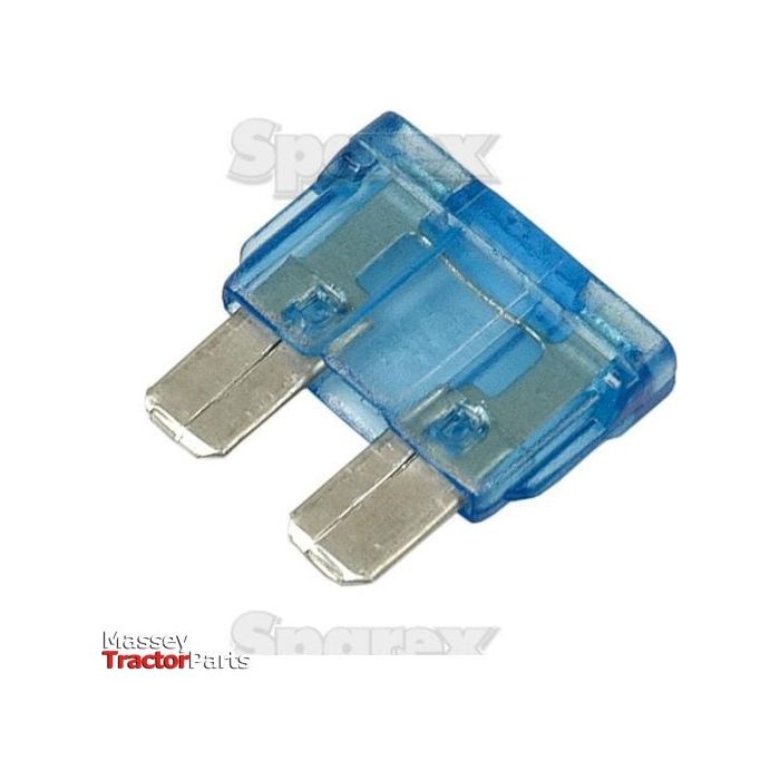 Close-up of a blue 15 Amps blade fuse with two metal prongs, labeled "Blade Fuse - 15 Amps | Sparex Part No.S.11148" in the bottom left corner.