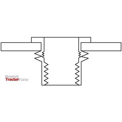 Diagram of a mechanical part with a threaded section in the middle, flanked by two horizontal extensions. The words "Massey Tractor Parts" appear on the left bottom corner, along with details for an M4 x 10.50mm Blind Rivet Nut (Box 10 pcs.) by Sparex, Part No.S.163688.