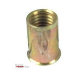 A cylindrical brass threaded insert with a flanged base, designed for creating a threaded hole in material too thin to tap. Perfect for applications needing an M4 x 10.50mm size, this product is similar to the Sparex Blind Rivet Nut (Part No. S.163688).