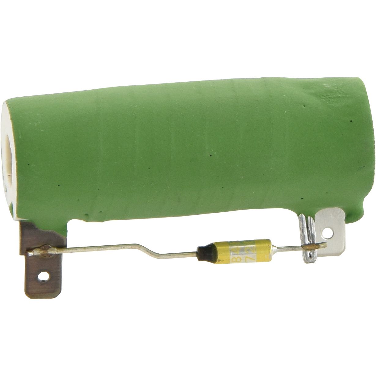 Blower Motor Resistor (Sparex Part No. S.152486) with an attached yellow capacitor mounted on a metal bracket, closely resembling a late-style resistor often used in vintage International Harvester equipment.