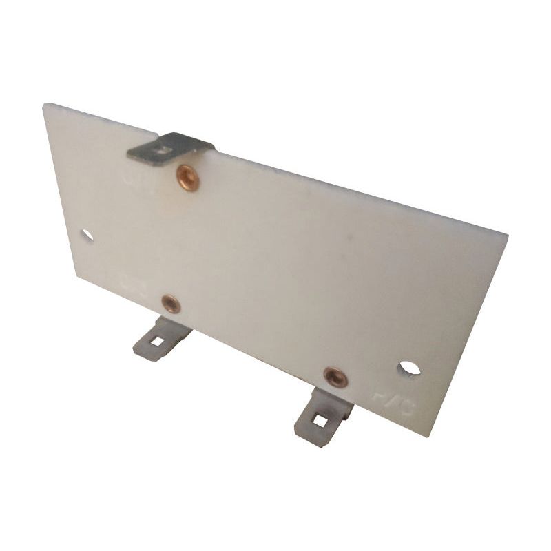 A rectangular metal plate with two screws, two L-shaped brackets at the bottom, and a Sparex Blower Motor Resistor (Sparex Part No. S.152498) attached.