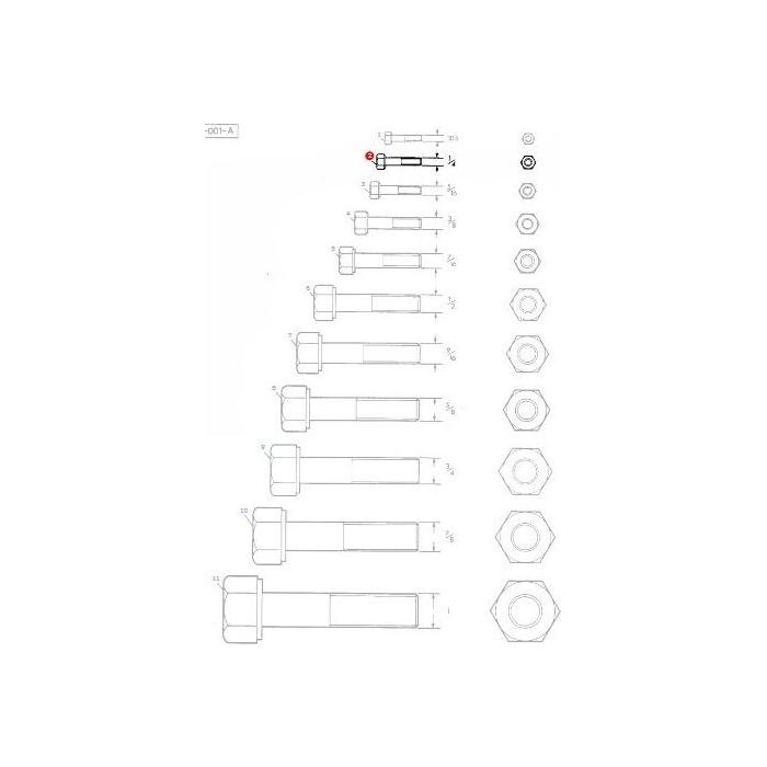 Bolt 1/4x1.1/4 unf - 353507X1 - Massey Tractor Parts