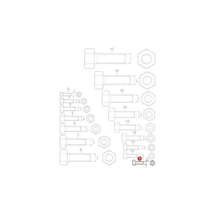 Bolt 1/4x3/8 unc - 353664X1 - Massey Tractor Parts