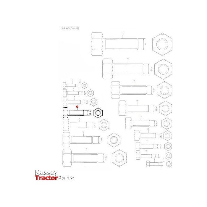 Bolt 7/16 x 3/4 unf - 353557X1 - Massey Tractor Parts