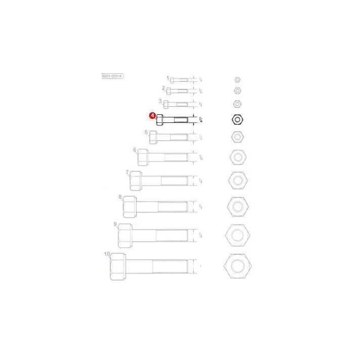 Bolt 7/16x2.5unc - 353710X1 - Massey Tractor Parts