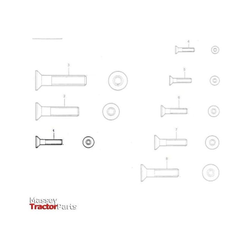 Bolt M5x12 CSK - 8701476-Massey Ferguson-Baler & Silage Wagon,Bolts,Bolts & Set Screws,Farming Parts,Hardware,Harvesting & Cutting,Knotter,Machinery Parts,Metric,Nuts,On Sale,Screws & Fasteners,Towing & Fasteners,Tractor Parts,UNC,UNF,Workshop,Workshop Equipment