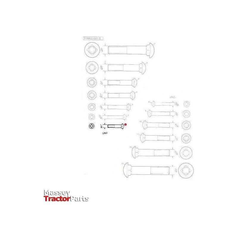 Massey Ferguson Bolt Carriage 1/4 x 1/2 - 354241X1 | OEM | Massey Ferguson parts | Bolts-Massey Ferguson-Bolts,Bolts & Set Screws,Farming Parts,Hardware,Metric,Nuts,Screws & Fasteners,Towing & Fasteners,Tractor Parts,UNC,UNF,Workshop,Workshop Equipment