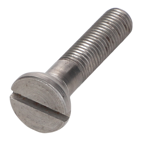 This is the AGCO Massey Ferguson - Bolt Clutch Finger (181121M1), a metal screw with a flat head and a slotted drive, making it ideal for use in Pre-100 Series Massey Ferguson tractors. It features threading along most of its length.