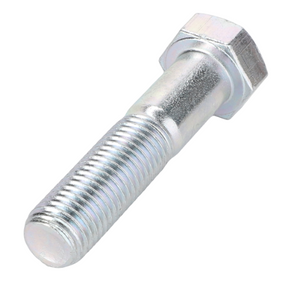 A close-up image of the stainless steel Massey Ferguson - Bolt M16x70 - 391889X1 by AGCO, featuring partial threading.