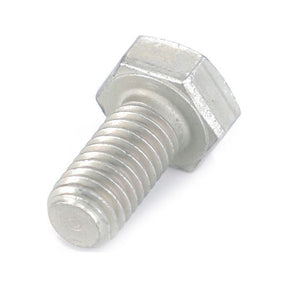 A close-up of an AGCO Massey Ferguson M8x16 hex bolt, model 339124X1, with visible threading, laying on a white background. The fastener's precise design is evident in every detail, making it essential for various projects.