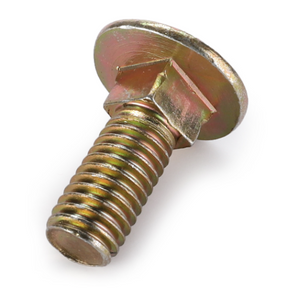 A close-up image of the Massey Ferguson Bolt M8x16 Cup Head 385368X1, branded by AGCO, showcasing its threaded shaft and rounded, flat head. The metallic bolt possesses a slight gold tint.