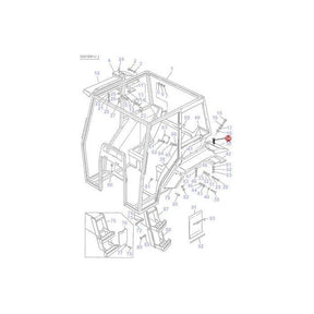 Line drawing schematic of a Massey Ferguson - Bolt M8x19 Cup HD (Part 3476101M1) by AGCO, featuring numbered parts and labels. A section with detailed components is highlighted at the bottom left, showcasing the intricate design of the 300 Series.