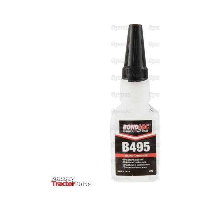 A small 20g bottle of Sparex Superglue Adhesive B495 (Sparex Part No. S.24082) with a black nozzle and white label, designed for strong and fast bonding.