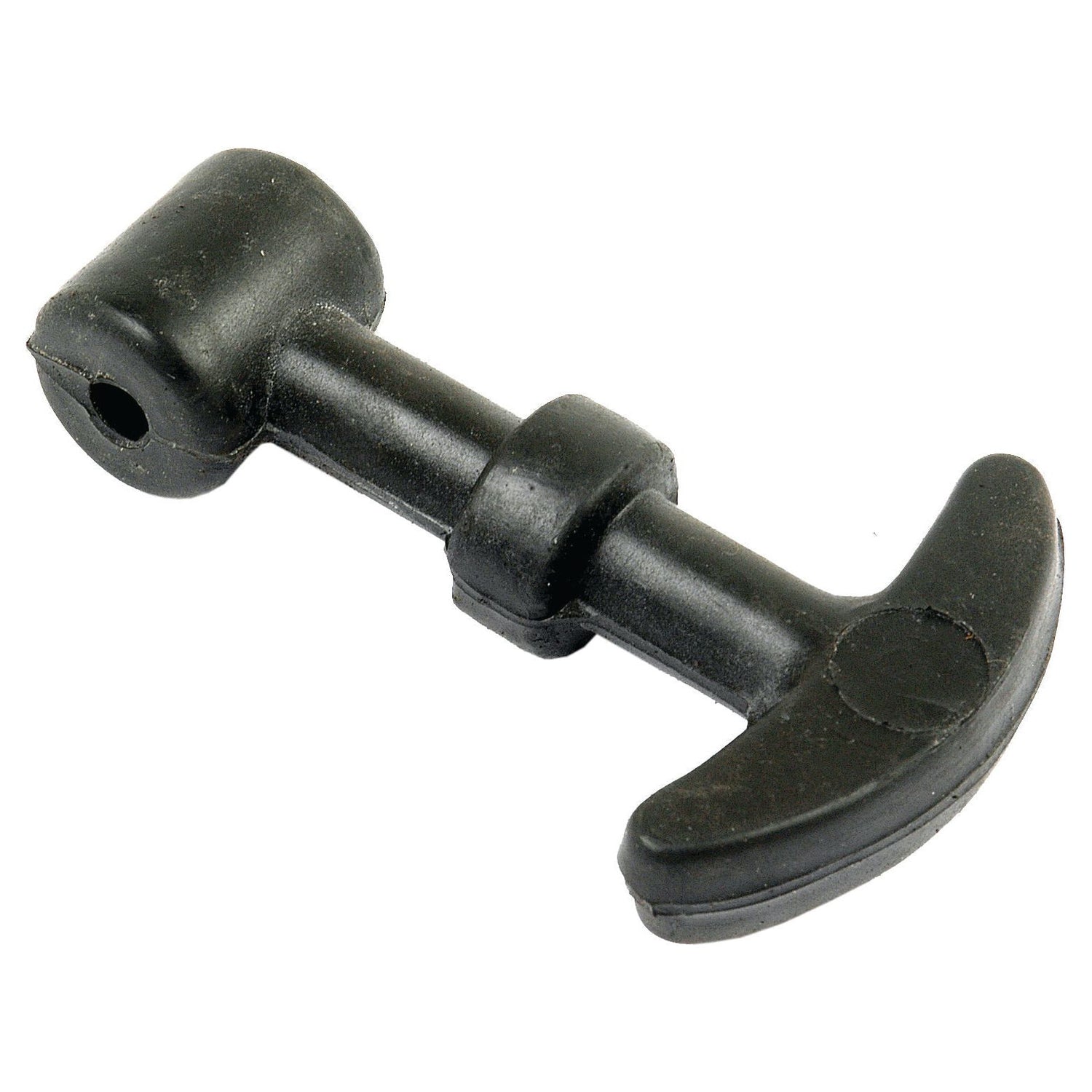 A close-up of the Sparex Bonnet Catch (Sparex Part No.S.11069) in black plastic, featuring a rubber grip for better handling.