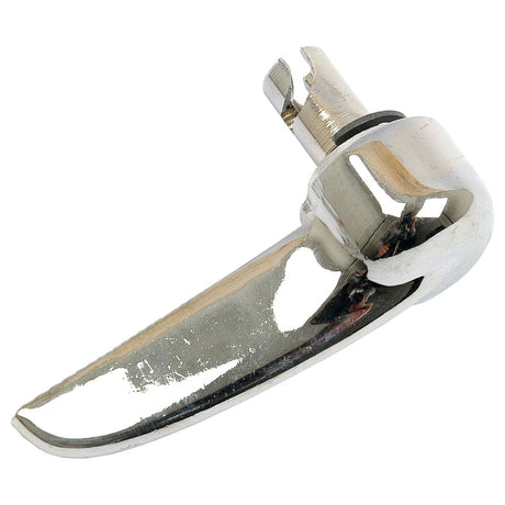 The Sparex Bonnet Clip (Part No. S.41229) features a sleek chrome finish with a curved design and a cylindrical attachment point, making it an ideal match for Massey Ferguson tractors.