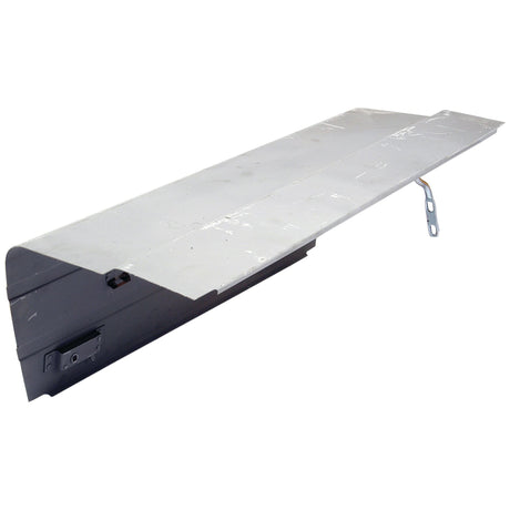 A metal truck bed side panel in grey with visible scuffs and scratches, reminiscent of a well-worn Bonnet - RH (Sparex Part No.S.60427).