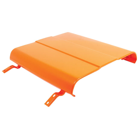 A bright orange Sparex Bonnet (Sparex Part No. S.62463) for the Fiat 640, featuring a curved design and three ridges, complete with two mounting brackets.