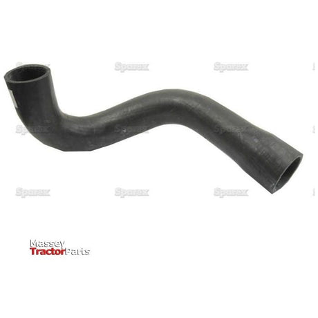 A black rubber bottom hose with an inner diameter of 51mm at the smaller end and 57mm at the bigger end, set against a white background with faint watermark text reading "Sparex." A logo at the bottom left reads "Massey Tractor Parts." The Sparex Part No.S.57709 hose is compatible with Case IH machinery and can be secured using a durable hose clip.