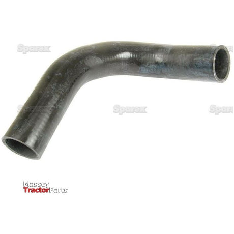 A black rubber hose with a 90-degree bend is displayed against a white background, featuring the Sparex logo in the bottom left corner. The durable Sparex Bottom Hose (S.60522), with an inner diameter of 35mm on the smaller end and 37mm on the bigger end, ensures reliability and longevity for your equipment.