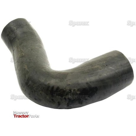 Image of a black, L-shaped rubber hose, commonly used as a tractor part. Text on the image includes "Massey Tractor Parts" and "Sparex." This durable Sparex Bottom Hose (Part No. S.43130), with an inner Ø of 49mm at the smaller end and 52mm at the bigger end, is perfect for any Massey Ferguson model and essential for reliable performance.