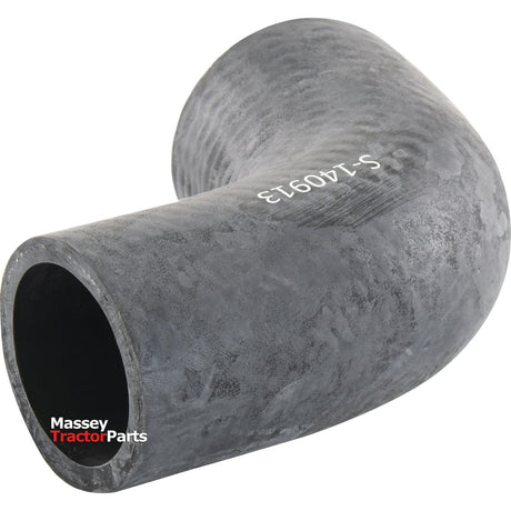 A black, L-shaped rubber hose featuring the text "Sparex" and part number "S.140913" on its surface, with an inner diameter of 49.5mm on the smaller end and 43.5mm on the bigger end, perfect for John Deere tractors.