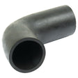 A black rubber bottom hose with a 90-degree bend, designed for directing the flow of fluids or gases, often used in conjunction with a Hose clip. This Sparex Bottom Hose features an inner diameter of 50mm at both the smaller and bigger ends (Sparex Part No.S.67959).