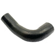 A black rubber Bottom Hose with a curved shape, featuring an inner diameter of 50mm at the smaller end and 55mm at the bigger end, ideal for use with hose clips on Massey Ferguson machinery. Available as Sparex Part No. S.43135.