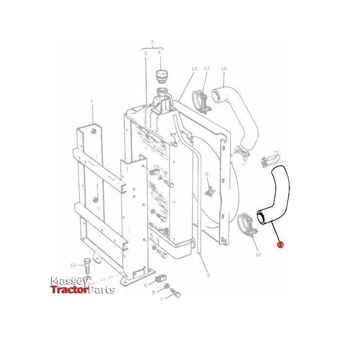 Bottom Radiator Hose - 885563M1 - Massey Tractor Parts