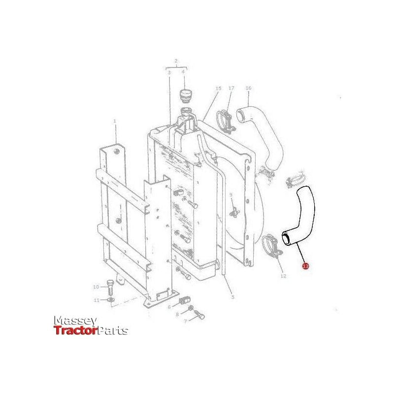 Massey Ferguson Bottom Radiator Hose - 885563M1 | OEM | Massey Ferguson parts | Bottom-Massey Ferguson-Bottom,Cooling Parts,Engine & Filters,Farming Parts,Radiator Hoses,Tractor Parts