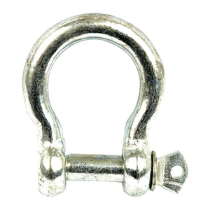 The Sparex Bow Shackle (Pin Ø10mm - S.4869), made of typically galvanized mild steel, is designed with a screw pin for securing or lifting heavy objects.