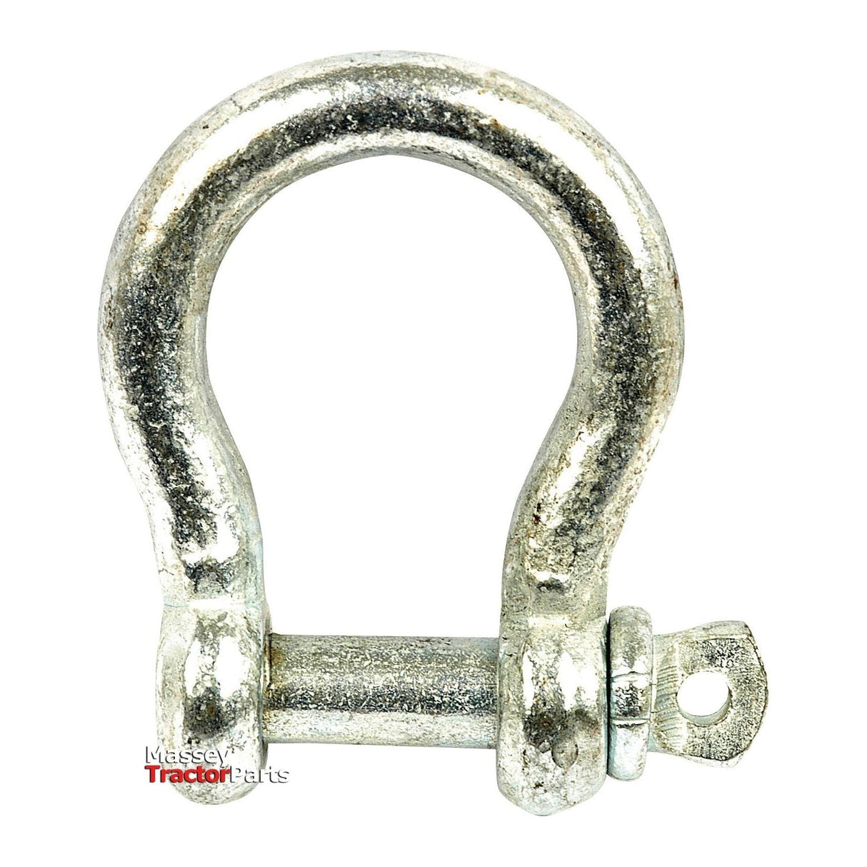 A Bow Shackle with an 11mm threaded pin from Sparex, used for securing and lifting loads. This item is made of mild steel and has text on the bottom left reading "Massey Tractor Parts".