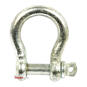 The Bow Shackle, Pin Ø11mm - S.4870 by Sparex is a galvanized metal shackle with a screw pin made from durable mild steel. It comes with the quality and reliability guaranteed by Sparex and features the "Massey Tractor Parts" label.