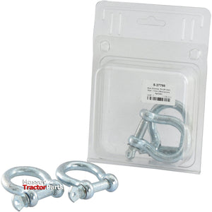 Two Bow Shackles with an 11mm pin diameter, labeled "Size: 11mm," sold by Massey Tractor Parts under the Sparex brand (Sparex Part No. S.27788) in a package containing two pieces (Agripak).