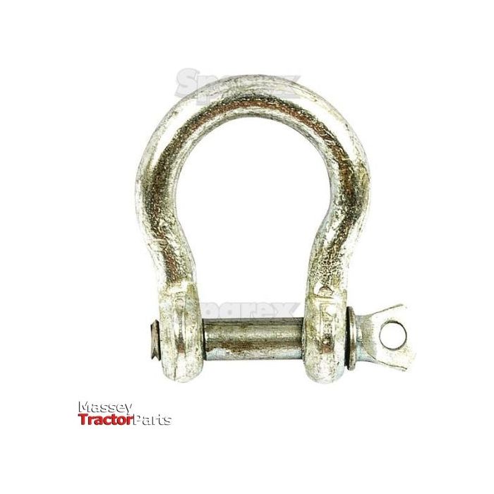 A Sparex Bow Shackle with a 6mm threaded pin (S.4867), commonly used in rigging, lifting, and load securing applications. The image displays the text "Massey Tractor Parts" in the corner.