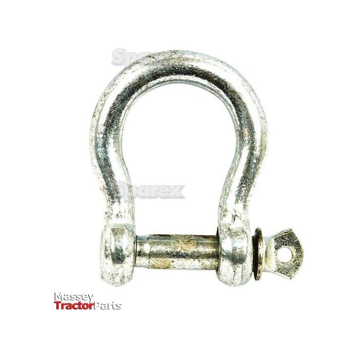 A galvanised metallic bow shackle with a threaded pin, featuring Sparex branding, named Bow Shackle, Pin Ø8mm - S.4868.