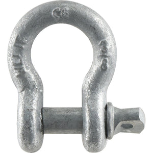 The Sparex Bow Shackle, rated to support a safe working load of 1T (2200lbs) and identified by Part No. S.21559, is made from drop forged mild steel with a screw pin. It is designed for connecting lifting and rigging equipment, ensuring a reliable and secure connection for various applications.