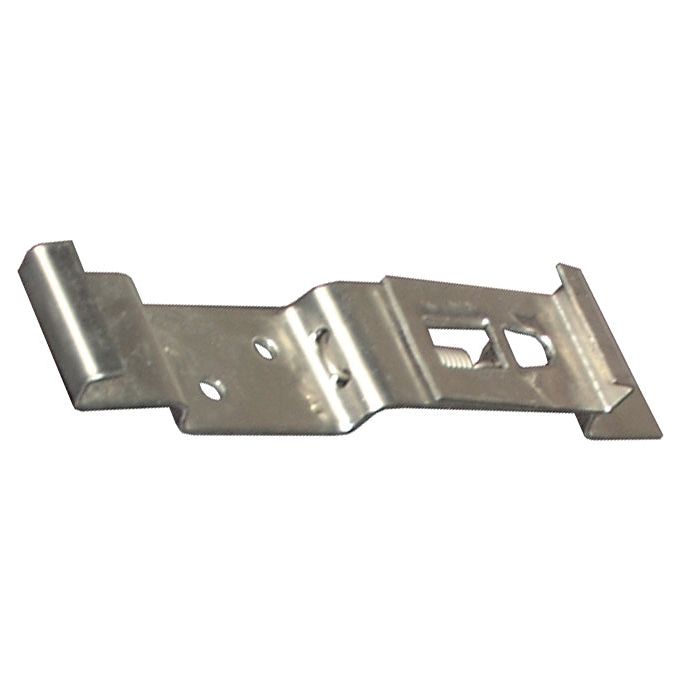 The Sparex Bracket - Number Plate (Sparex Part No.S.758) is a metal bracket with a spring mechanism, featuring multiple holes and a rectangular cutout on one side.