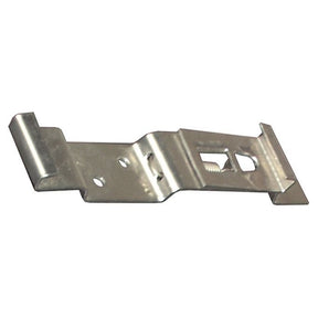 The Sparex Bracket - Number Plate (Sparex Part No.S.758) is a metal bracket with a spring mechanism, featuring multiple holes and a rectangular cutout on one side.