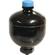 A Sparex Brake Accumulator (Sparex Part No. S.118843) features a spherical shape with a black body, a blue cap on top, and numbering inscribed on its surface.