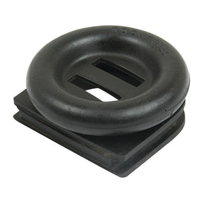 The Sparex Brake Actuator Boot (Sparex Part No. S.57293) is a black rubber component featuring two rectangular slots and a flat base, specifically designed to securely hold cables or wires in place, making it ideal for use in Case IH or International Harvester machinery.