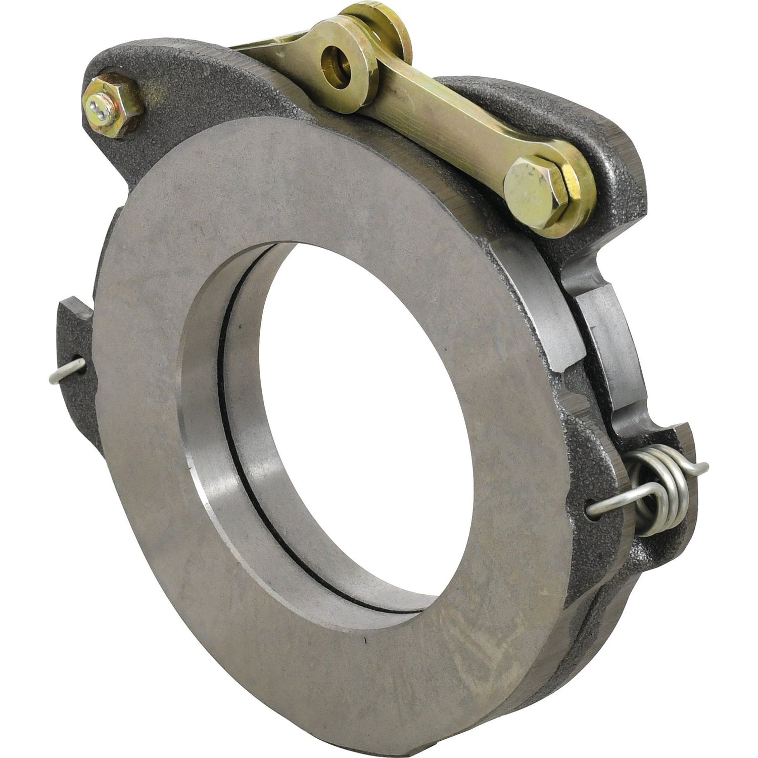 Close-up of a Brake Actuator (Sparex Part No. S.37277) by Sparex, showcasing metallic components and fasteners with a circular opening in the center and a small lever on top, reminiscent of the precision found in International Harvester equipment.