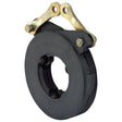 Introducing the Brake Actuator | Sparex Part No. S.66740: This circular industrial brake assembly boasts a sturdy metal bracket and bolts, tailored for Ford / New Holland models. Primarily black with visible springs and mounting points, this unit is perfect for anyone desiring a dependable Sparex brake actuator upgrade.