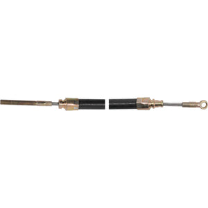 A Sparex Brake Cable, featuring a length of 418mm and an outer cable length of 288mm, equipped with a metal threaded connector on the left and a looped end on the right, suitable for Case IH and International Harvester machinery. (Sparex Part No.S.57795)