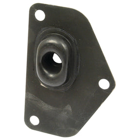 A black, rectangular car part with a central rubber component and four holes at the corners designed for mounting, suitable for Massey Ferguson tractors. This high-quality Brake Cover Plate (Sparex Part No. S.42645) from Sparex ensures durability and reliable performance.