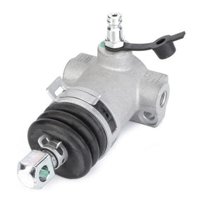 A Massey Ferguson brake cylinder (part number 6312241M91) from the AGCO brand, featuring a cylindrical body, a black flexible boot, and metal fittings from the 1000 Series, is displayed against a white background.