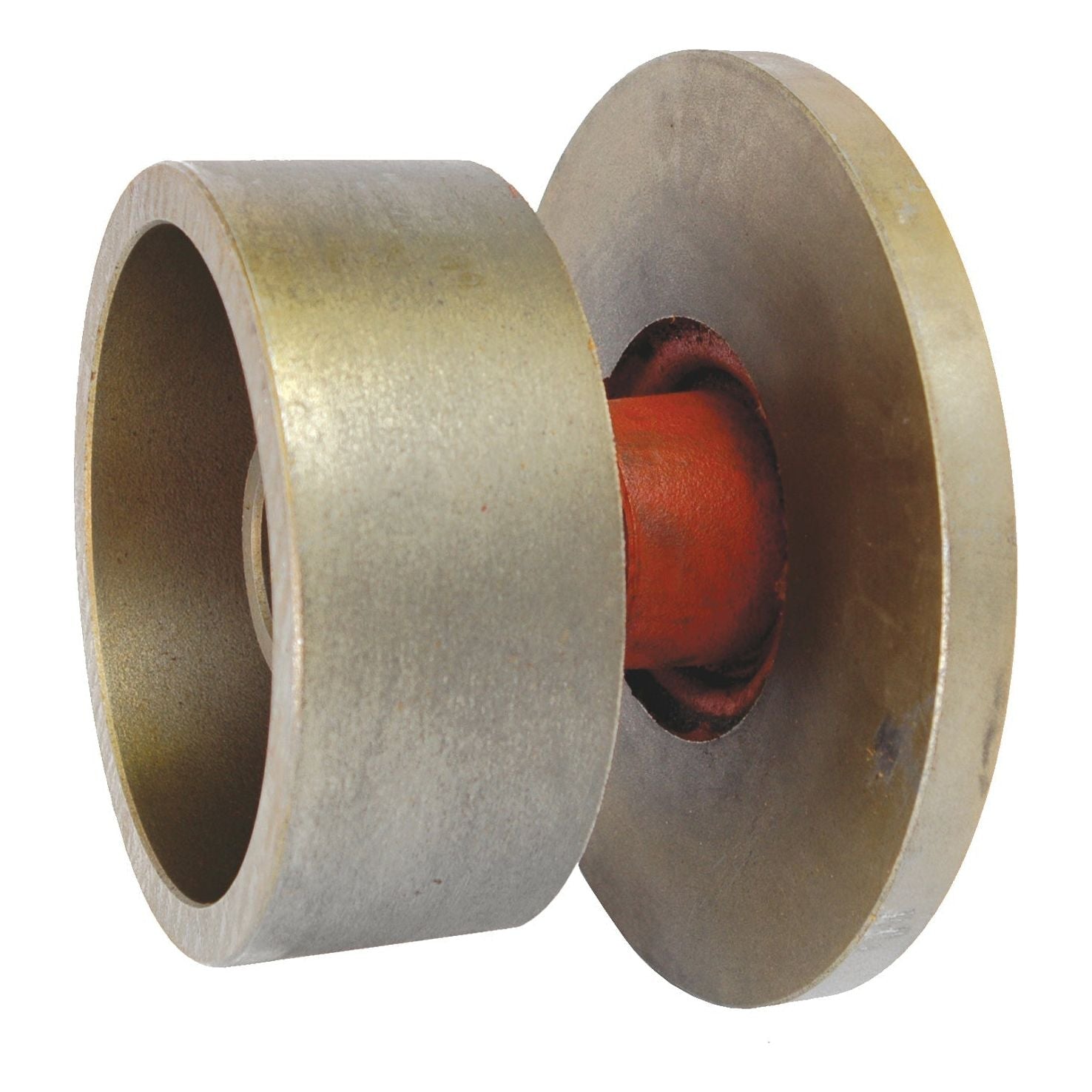 A cylindrical metal object with a hollow center on one end and a flat disk on the other, resembling a Brake Drum (Sparex Part No. S.38258), typically found in Deutz-Fahr AGROPRIMA machinery.