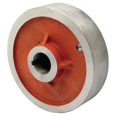 The Brake Drum | Sparex Part No.S.59111, branded by Sparex, is a metal wheel component with a red interior, featuring a circular hole in the center and a bolt hole on the side, designed specifically for Fiat vehicles.