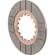 A Brake Friction Disc (OD 143mm - S.37275) from the Sparex brand, featuring a central gear-like hole surrounded by radiating grooves, typically used as a component in Case IH machinery or automotive systems.