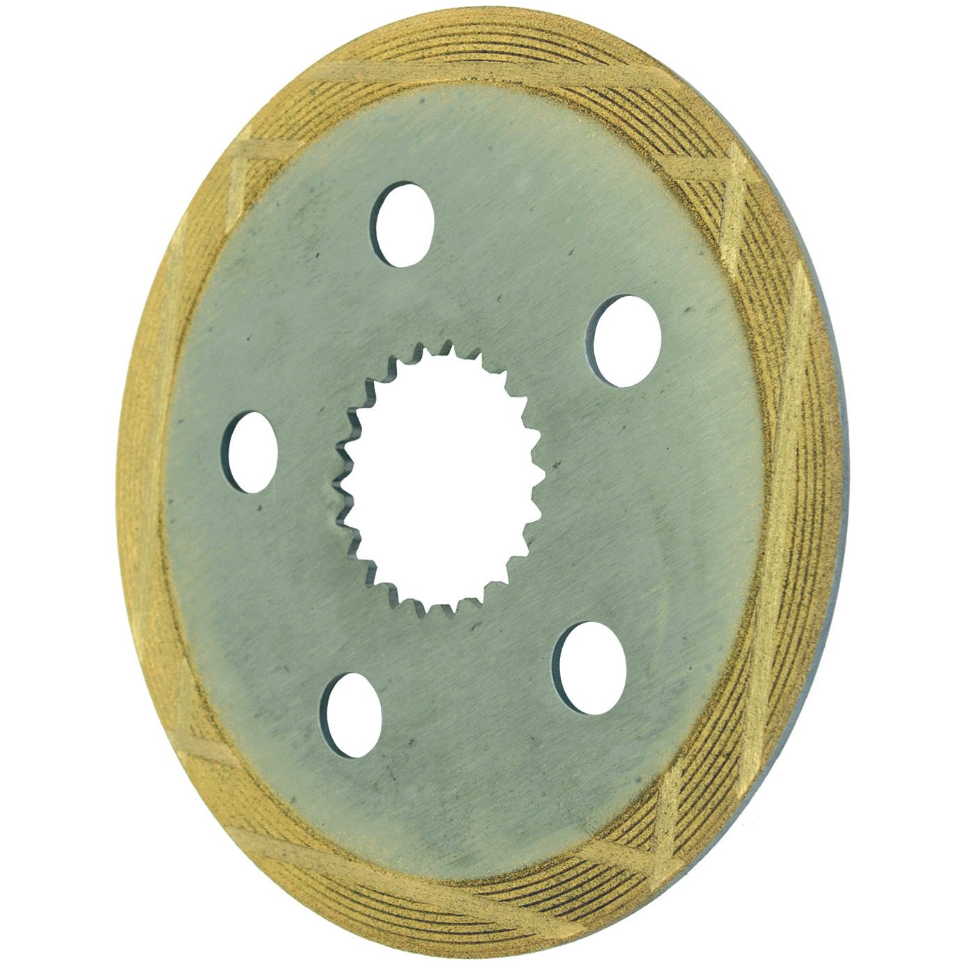 The Brake Friction Disc (OD 204mm - S.65376) by Sparex features a serrated edge, a gold-colored rim, five holes in the center area, and boasts a design inspired by Sintered Lining for enhanced durability.