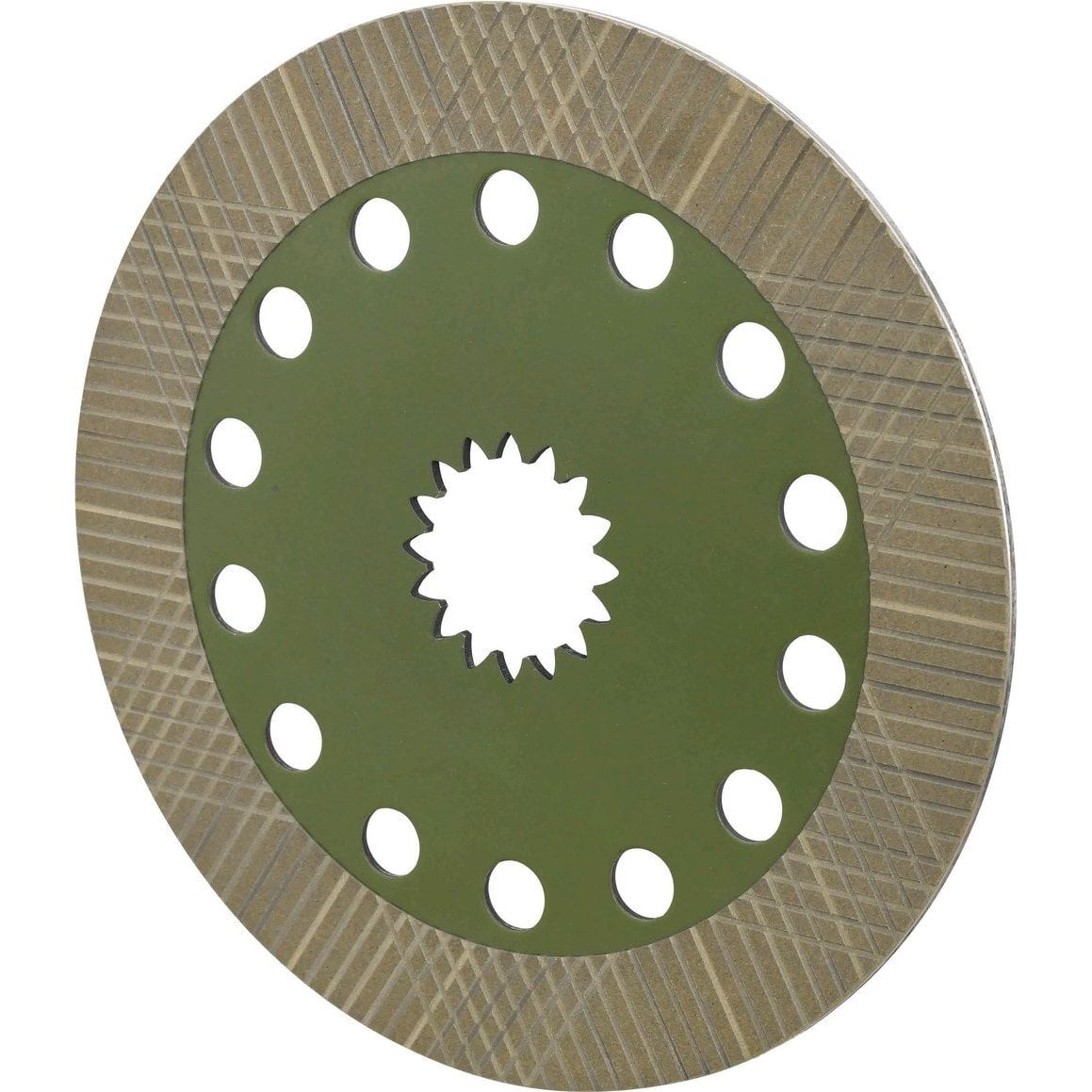 Circular brake friction disc, Sparex S.56965 with an outer diameter of 301mm, featuring a green center and multiple ventilation holes arranged in a circular pattern, perfect for use with Sparex products.